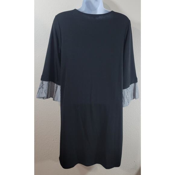Pleione Black 3/4 Ruffled Sleeves A Line Mini Dress Small Lightweight Soft Flowy - Picture 2 of 6